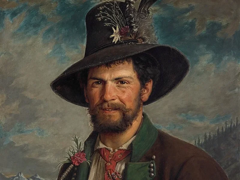 1875-August Pezzey der Jüngere - Contadino tirolese in costume tradizionale dello Stubai
